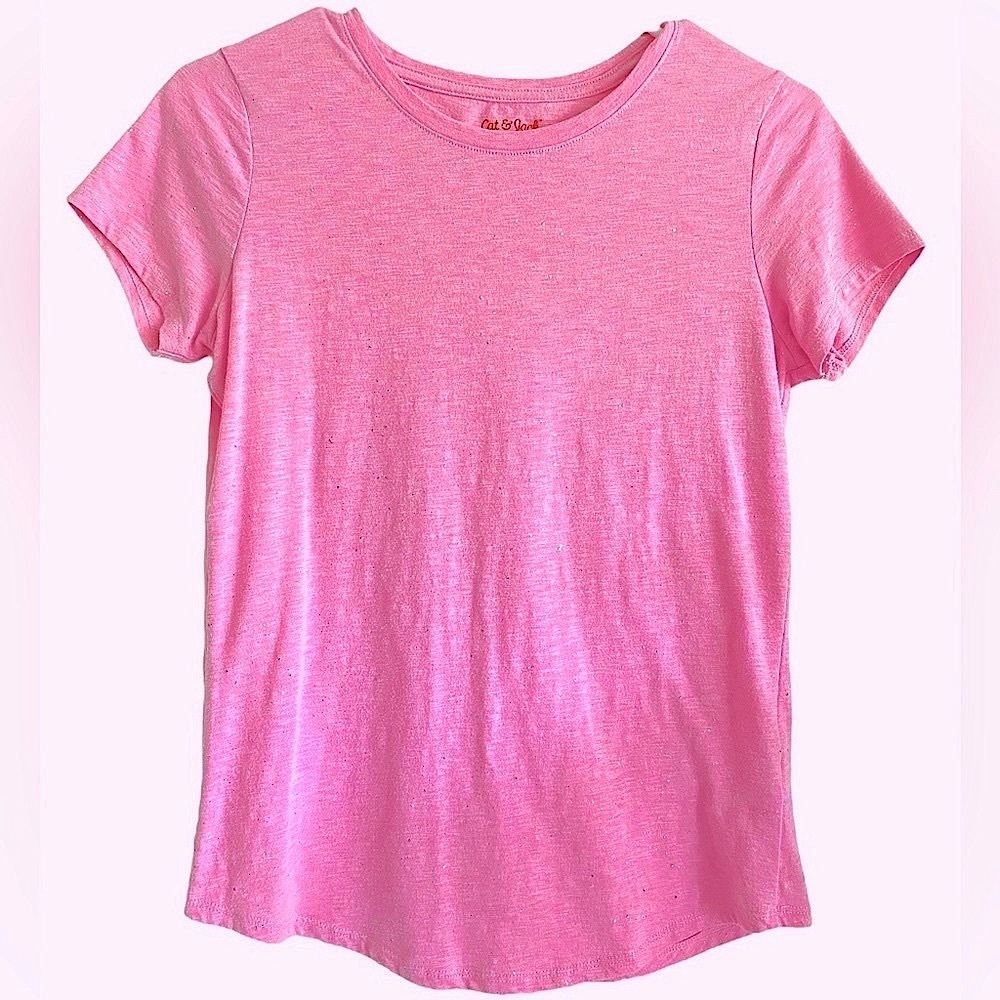Cat & Jack Girl’s XL Sparkle Tee Pink Silver Tshirt